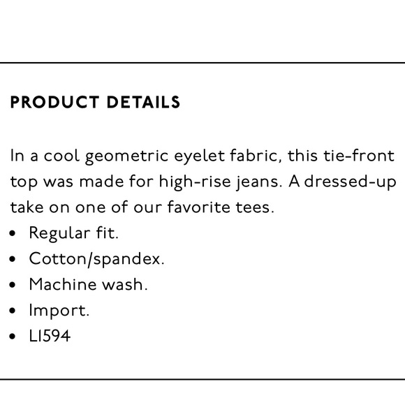 MADEWELL Texture & Thread Geo Eyelet Tie-Front Top XS - Picture 8 of 12